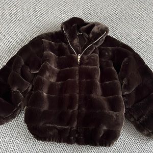 Flowers by Zoe girls faux fur zip up jackets size 6